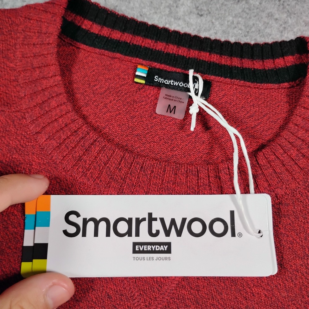 Smartwool Sparwood Crew‎ Sweater Men's M Currant Marl Red Merino Wool Blend Red - Picture 3 of 11